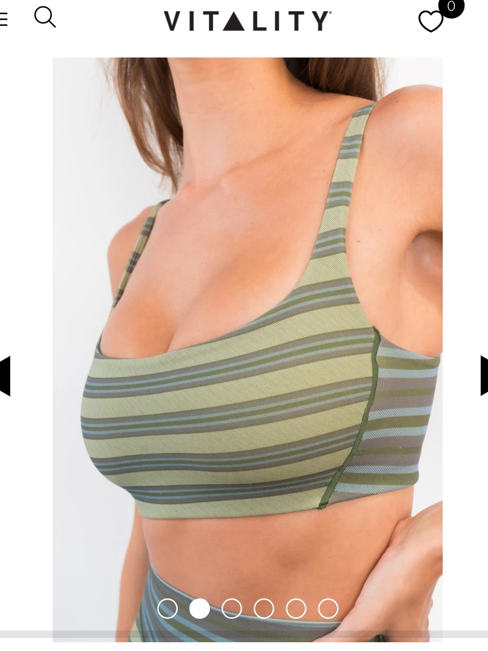 Vitality Olive & Sage Striped Sports Bra and Matching Leggings size S